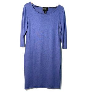 Finity Cashmere Silk knit Dress Women’s L Lavender Purple Scoop 3/4 Sleeve Midi.
